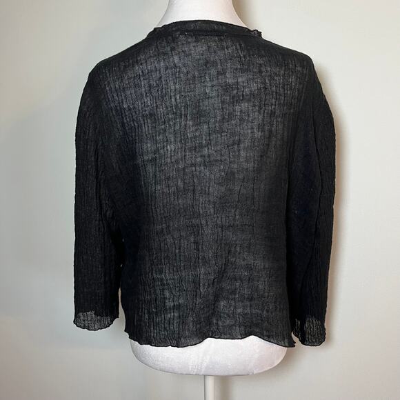 Soft Surroundings 100% Linen Cardigan Shawl Black Sz Small Gauzy Lagenlook Sheer - Picture 4 of 7